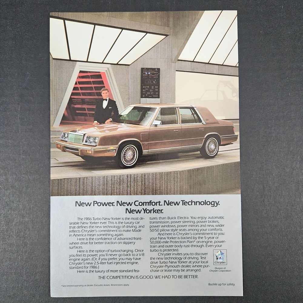 1985 Chrysler‎ New Yorker Ricardo Montalban Vintage Print Ad Mancave Garage Shop